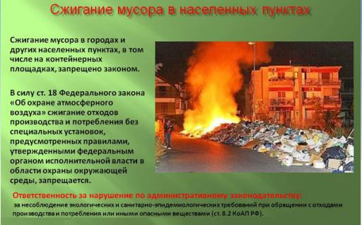 Памятка «Сжигание мусора»
